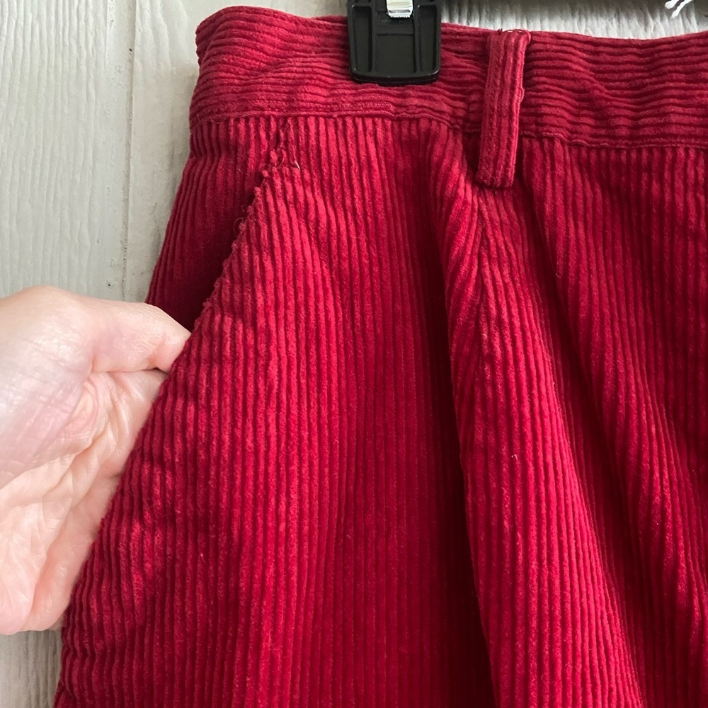 Vintage 80s/90s Women Charter Club Hi-Rise Red Ribbed Corduroy Pleated Pants 12 - Picture 9 of 9
